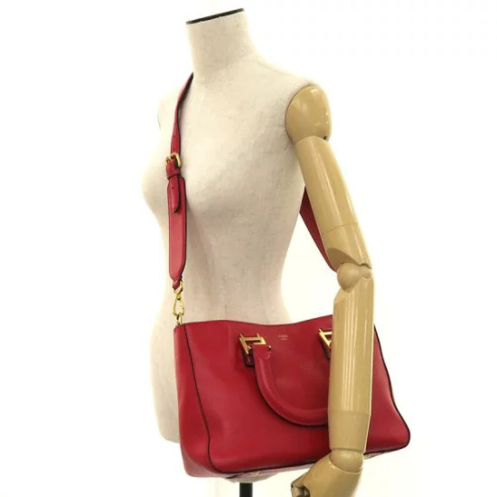 Fendi Vitello Glacier FF Tote Rosso Cardinale leather Red - Picture 9 of 9
